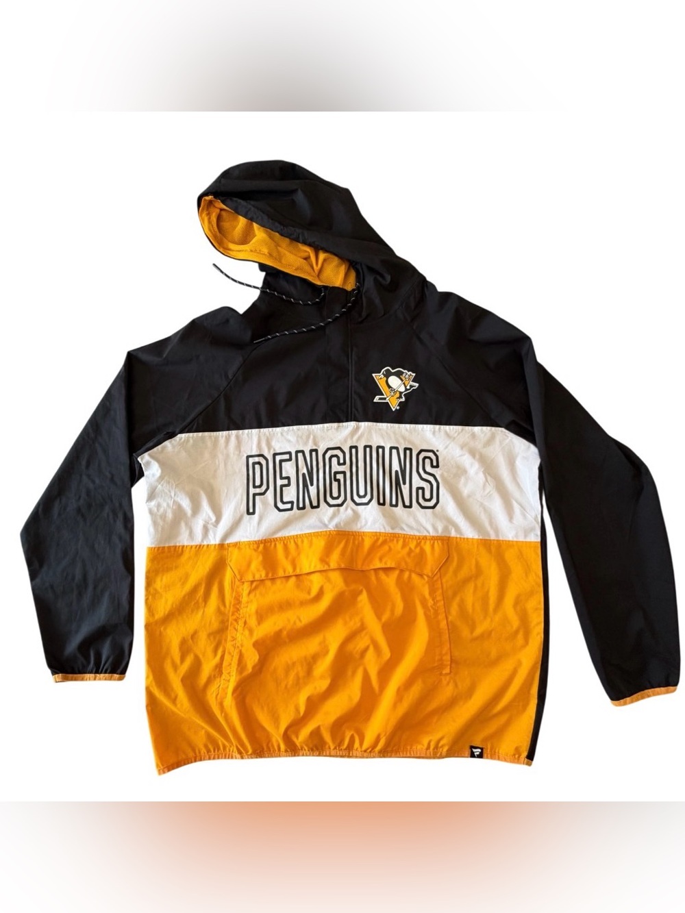 Pittsburgh Penguins Fanatics Black Iconic Defender Anorak Pullover Jacket - XL